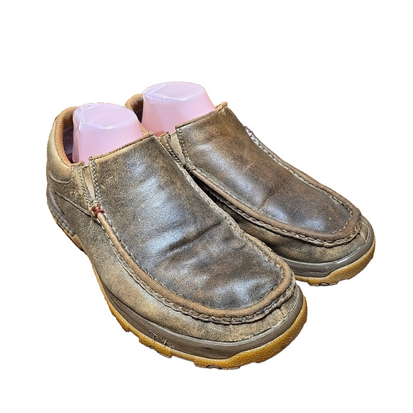 Twisted X MXC0003 Brown Leather Slip On Moccasin Driving Shoes Men's Size 9M - Picture 1 of 8